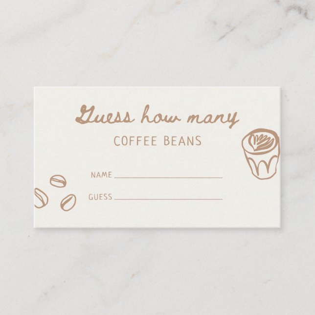 Carte D'accompagnement Tan Main Tirée Baby shower Devine Combien (Devant)