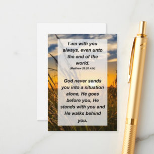 Carte D'accompagnement Tapis. 28:20 Je suis toujours avec toi, jusqu'à la