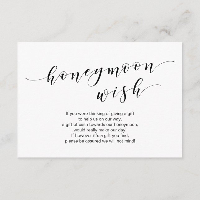 Carte D'accompagnement Tapis noir moderne, Mariage Honeymoon Wish Fund (Devant)