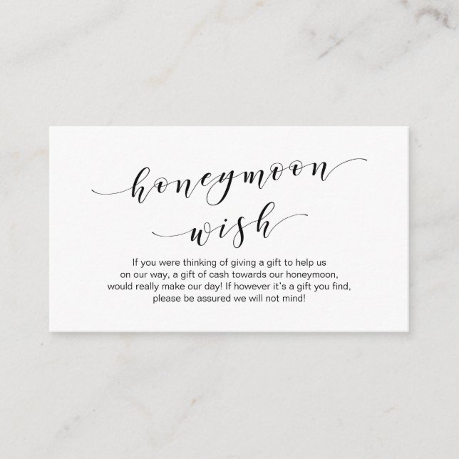 Carte D'accompagnement Tapis noir moderne, Mariage Honeymoon Wish Fund (Devant)
