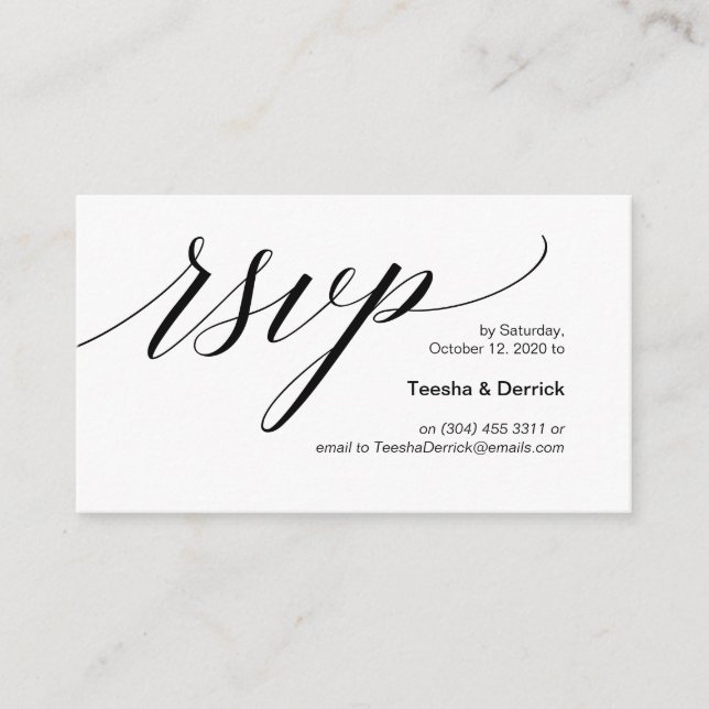 Carte D'accompagnement Tapis noir moderne, mariage RSVP (Devant)