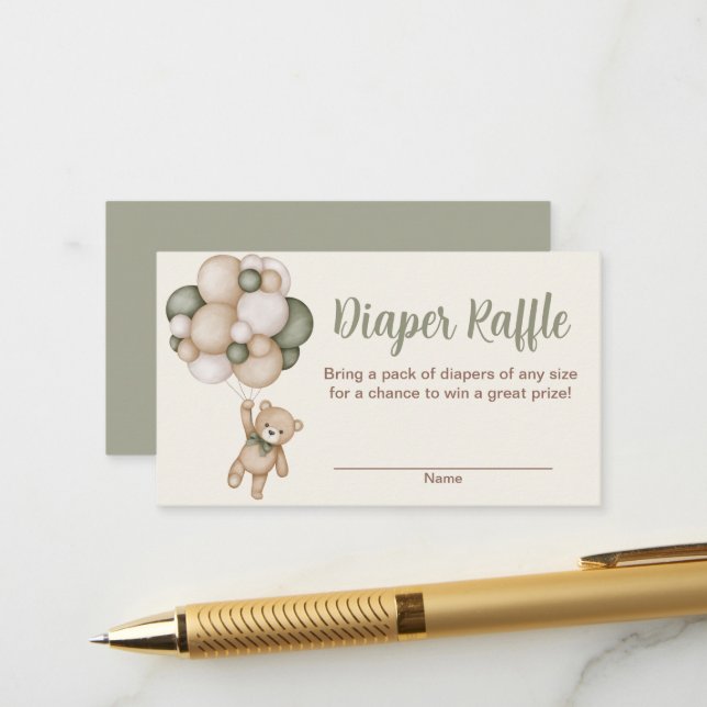 Carte D'accompagnement Tarjeta De Recepción Teddy Bear Boy Raffle Diaper (Devant/Arrière en situation)