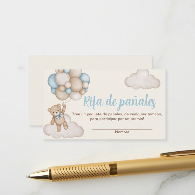 Carte D'accompagnement Tarjeta para Rifa de pañales (Devant/Arrière en situation)