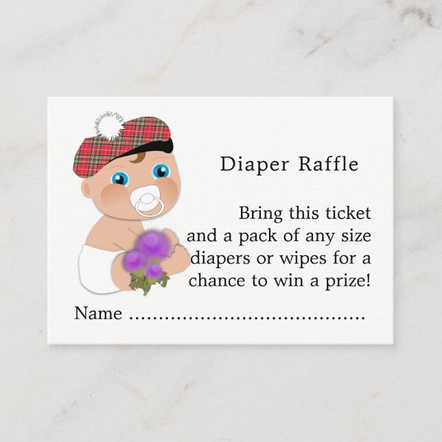Carte D'accompagnement Tartan écossais |Poignée de Baby shower de chardon (Devant)
