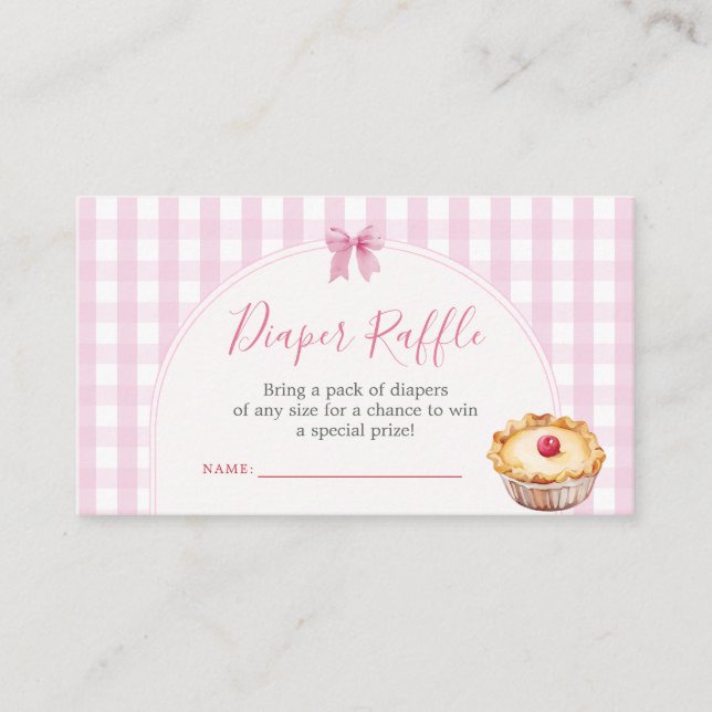 Carte D'accompagnement Tarte Cutie Rose En vichy Baby shower Déchets Raff (Devant)