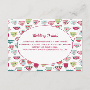 Carte D'accompagnement Tasses à thé Moderne Vintage Mariage Détails