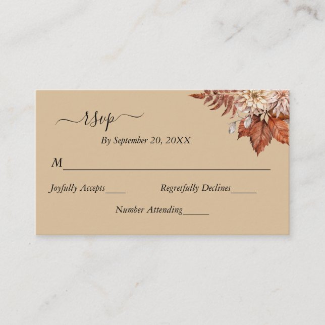 Carte D'accompagnement Taupe Beige Terracotta Floral Boho Wedding RSVP (Devant)