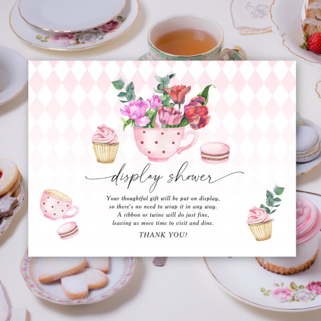Carte D'accompagnement Tea Party Fleurs fille baby shower douche (Créateur téléchargé)