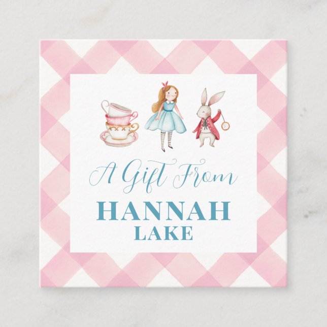 Carte D'accompagnement Tea Party rose En vichy Girls Cadeau (Devant)