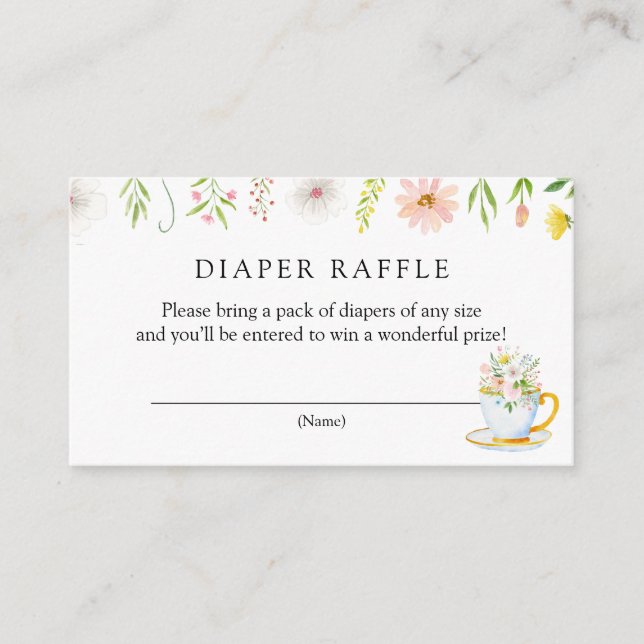 Carte D'accompagnement Tea Time Whimsical Fleur sauvage Diaper Raffle (Devant)