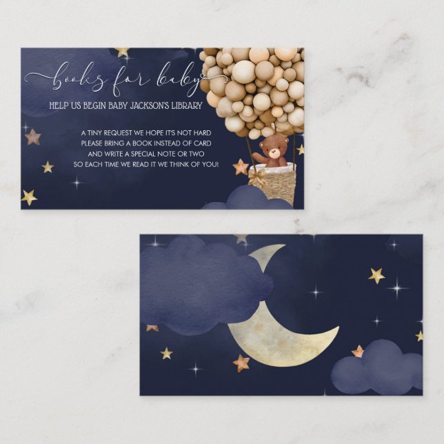 Carte D'accompagnement Teddy Bear Air Balloon Books for Baby Request (Devant / Derrière)
