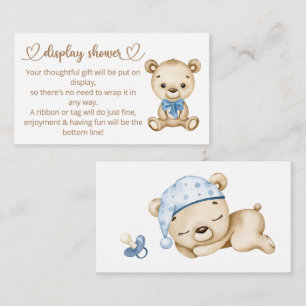 Carte D'accompagnement Teddy Bear Baby Boy Bear Baby shower