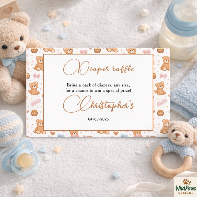 Carte D'accompagnement Teddy Bear Baby Shower Boy | Cute Blue Bear  (Teddy Bear Baby Shower Boy | Cute Blue Bear Enclosure Card
)