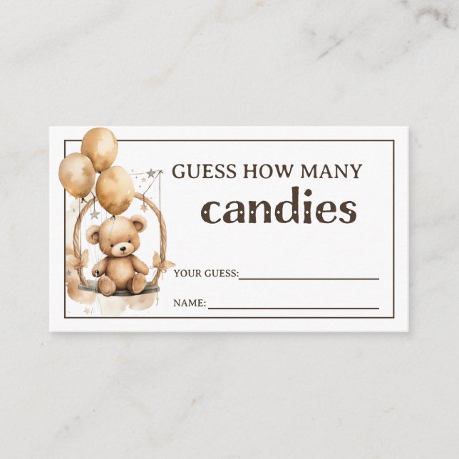 Carte D'accompagnement Teddy Bear Baby shower Guider (Devant)