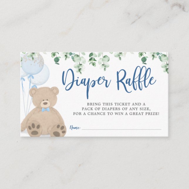 Carte D'accompagnement Teddy Bear Balloon Eucalyptus Déchets Ticket (Devant)