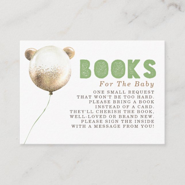 Carte D'accompagnement Teddy Bear Balloon Or Brown Livres Demande (Devant)