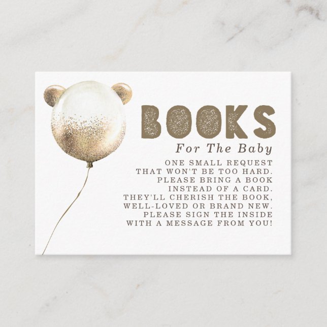 Carte D'accompagnement Teddy Bear Balloon Or Brown Livres Demande (Devant)