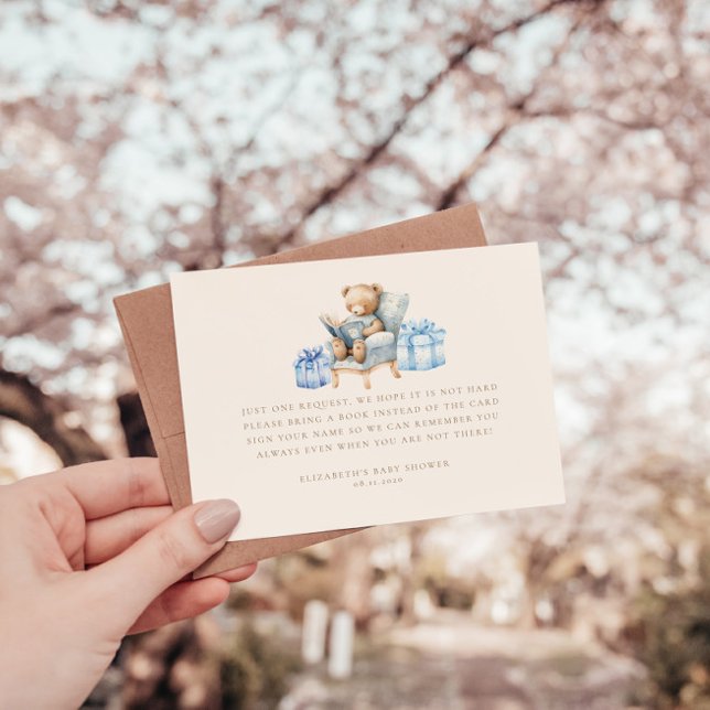 Carte D'accompagnement Teddy Bear Blue Livres pour Billet bébé (Créateur téléchargé)