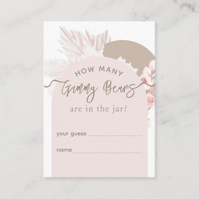 Carte D'accompagnement Teddy Bear Boho Girl Baby shower deviner jeu (Devant)