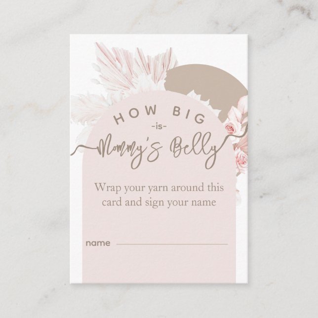 Carte D'accompagnement Teddy Bear Boho Girl Baby shower deviner le ventre (Devant)