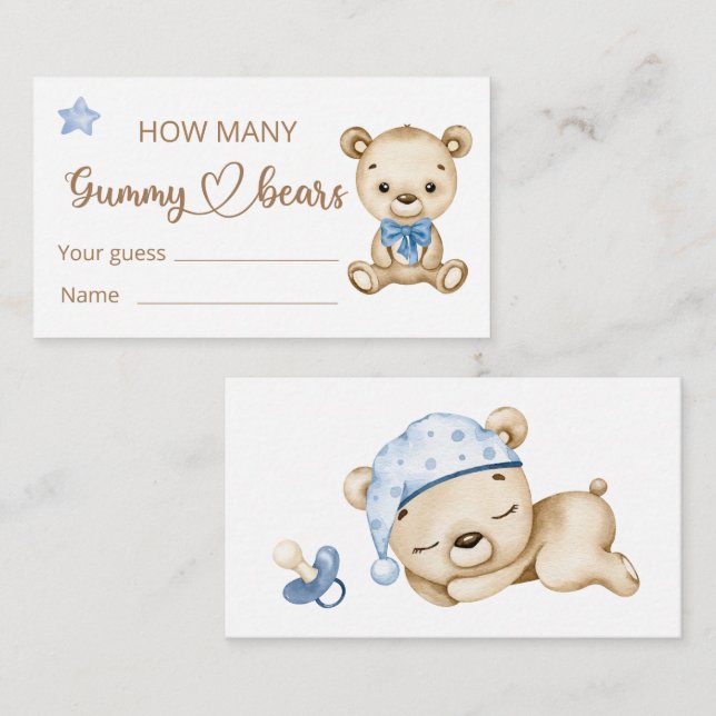 Carte D'accompagnement Teddy Bear Boy Baby Bear Baby shower (Devant / Derrière)