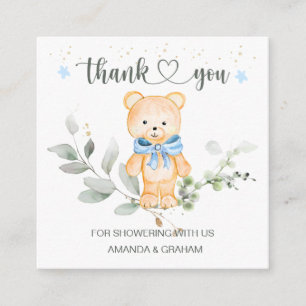 Carte D'accompagnement Teddy Bear Boy Baby shower Merci