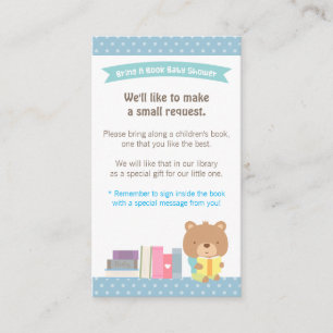 Carte D'accompagnement Teddy Bear Boy Book Baby shower Demande de réserva
