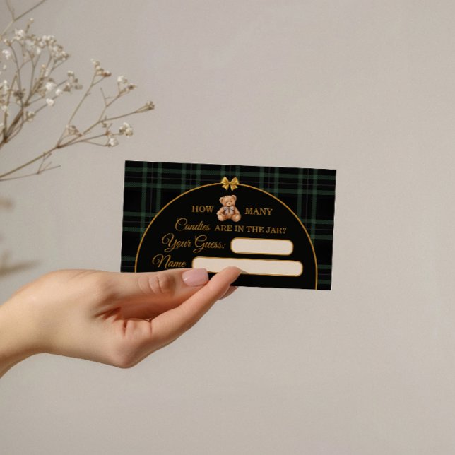 Carte D'accompagnement Teddy Bear Candy Guessing Game Ballot Card Green (Créateur téléchargé)