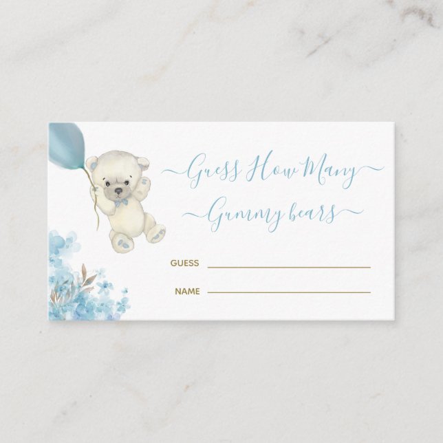 Carte D'accompagnement Teddy Bear Devine Combien de bonbons Baby shower J (Devant)