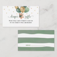 Teddy Bear Diaper Raffin Sage Baby shower vert