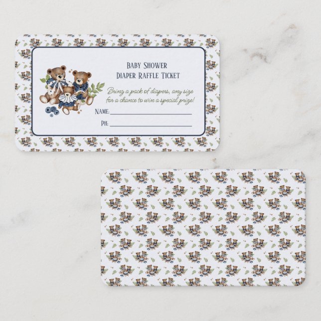 Carte D'accompagnement Teddy Bear Famille Bébé Garçon Douche Déchets Raff (Devant / Derrière)