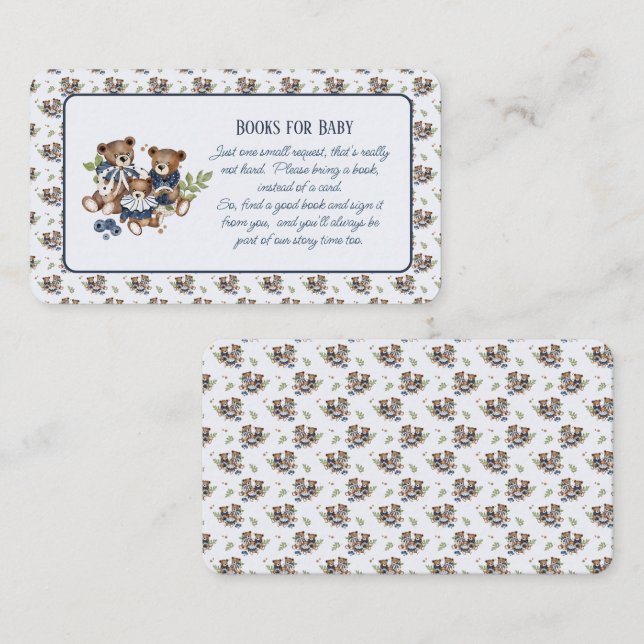 Carte D'accompagnement Teddy Bear Family Baby Boy Books For Baby (Devant / Derrière)