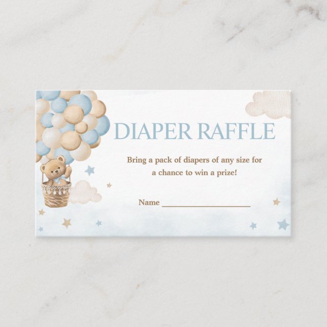 Carte D'accompagnement Teddy Bear Hot Air Balloon Diaper Raffin (Devant)