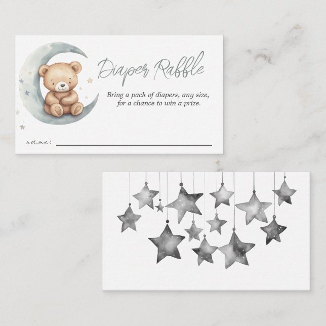 Carte D'accompagnement Teddy Bear Lune Baby shower Déchets Raffin (Devant / Derrière)