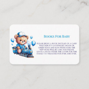 Carte D'accompagnement Teddy Bear On Blue Train Books For Baby