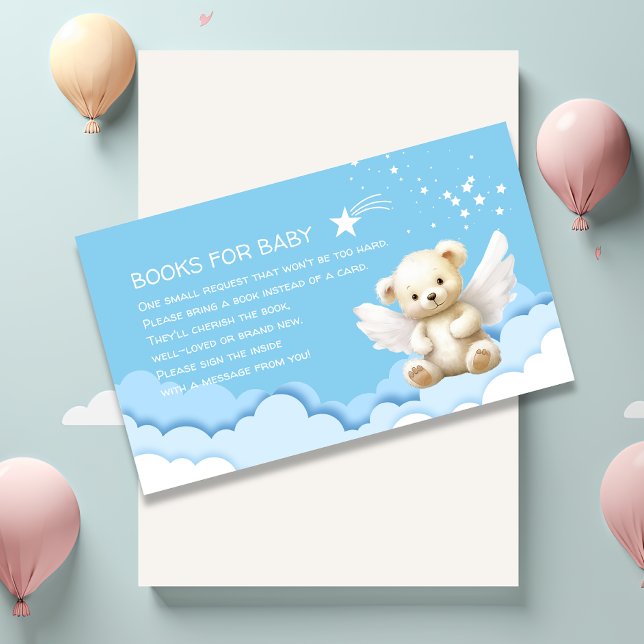 Carte D'accompagnement Teddy Bear on Clouds Livres pour Baby Blue (Créateur téléchargé)