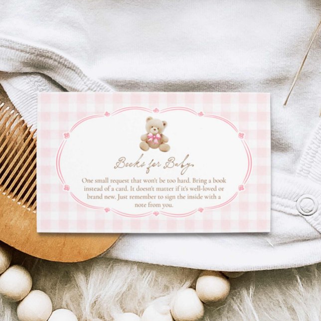 Carte D'accompagnement Teddy Bear Pink En vichy Livres pour bébé (Teddy Bear Pink Plaid Books for Baby Card)