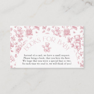 Carte D'accompagnement Teddy Bear Pink Toile Livres pour Baby shower Encl