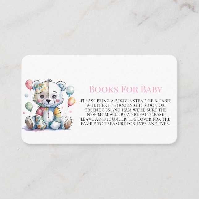 Carte D'accompagnement Teddy Bear Sewn Patchwork Girls Livres Pour Bébé (Devant)