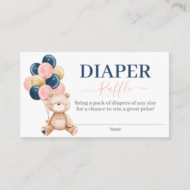 Carte D'accompagnement Teddy Bear Sexe Révéler Déchets Raffle (Devant)