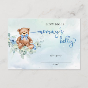 Carte D'accompagnement Teddy ours fleurs bleues Quelle taille a le ventre