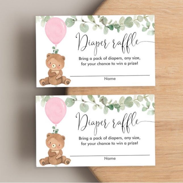 Carte D'accompagnement Teddy ours rose verdure fille douche tomette de co (Créateur téléchargé)