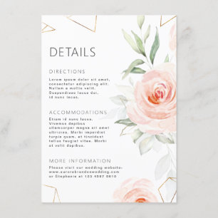 Carte D'accompagnement Teintes roses jolies détails de mariage géométriqu