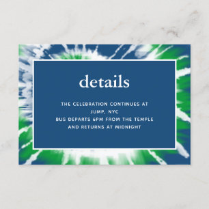 Carte D'accompagnement Teinture bleu et vert Teinture Mitzvah Détails Réc