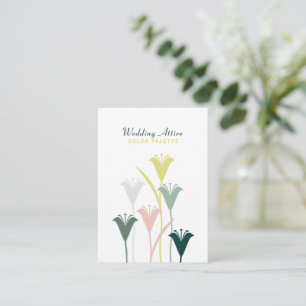 Carte D'accompagnement Tenue de Mariage sur Mesure avec Palette de Couleu