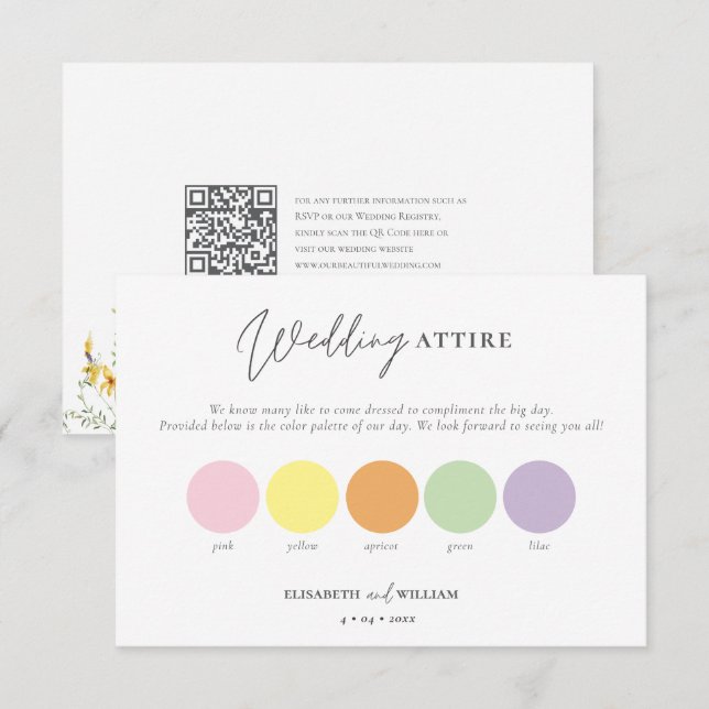 Carte D'accompagnement Tenue Mariage du Printemps pastel (Devant / Derrière)