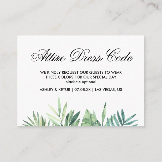 Carte D'accompagnement tenue vestimentaire mariage (Devant)
