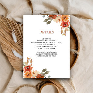 Carte D'accompagnement Terme Floral Terracotta Détails du Mariage