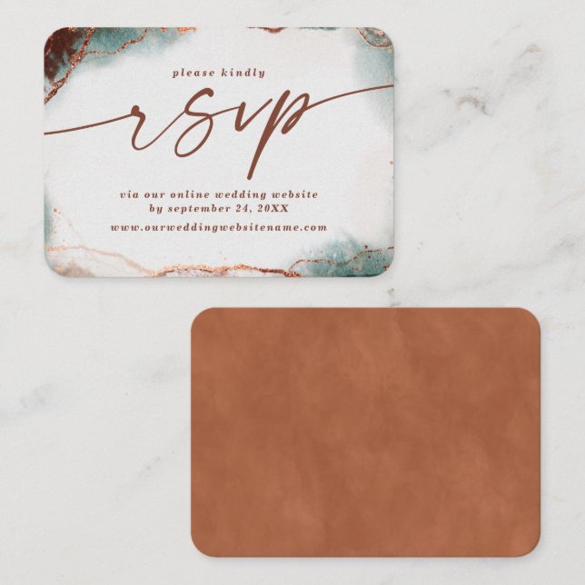 Carte D'accompagnement Terra Cotta Abstraite moderne Site Mariage RSVP (Devant / Derrière)