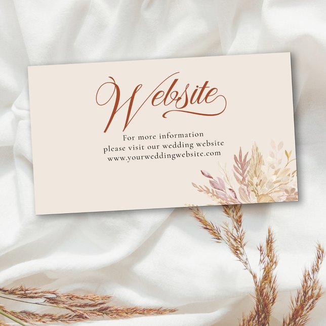 Carte D'accompagnement Terraccotta Cream Site Mariage Botanique (Wedding website enclosure card with elegant calligraphy in burnt orange and cream)